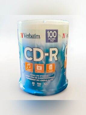 Verbatim 100-Pack CD-R Discs 700MB 80 Min 52x Speed‎ Spindle New Sealed